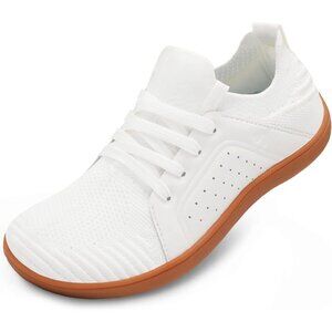 Women's White Barefoot Wide Toe Minimalist Breathable Zero Drop Fashion Sneakers